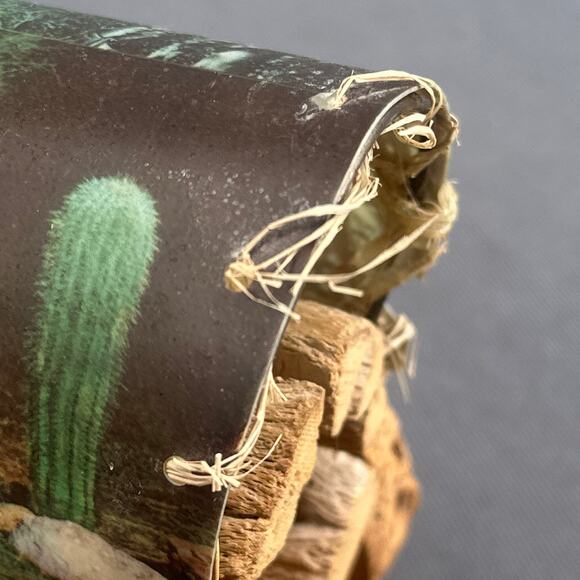 VTG Cholla Cactus Wood Covered Wagon Lamp 5" Rustic Southwest Deer Old West USA - Picture 16 of 16